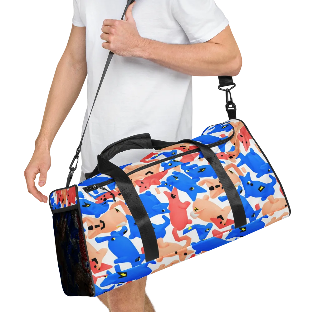 Blue Zoo Parade on Duffle Bag — Right Front