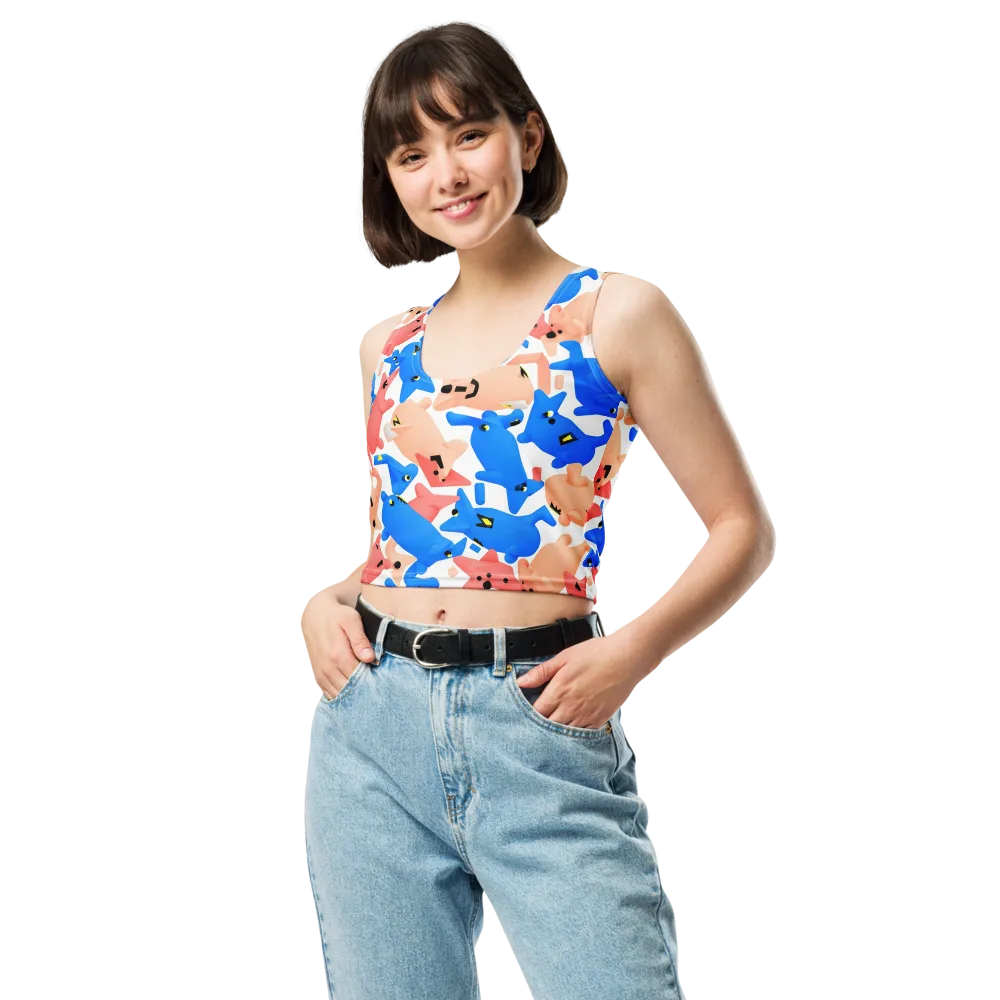 Blue Zoo Parade on Crop Top — Front
