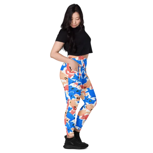 Blue Zoo Parade on a Leggings with Pockets