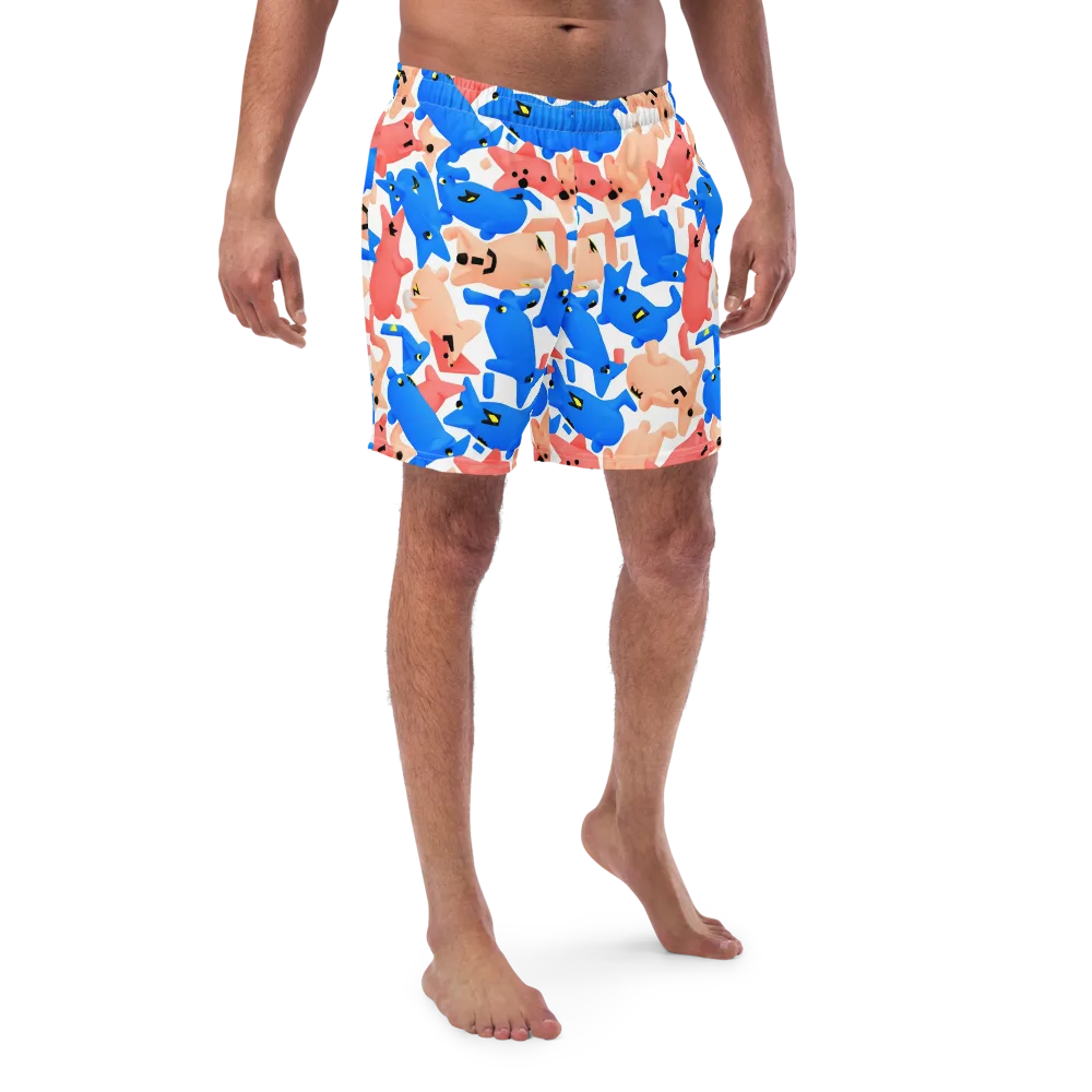 Blue Zoo Parade on Swim Trunks — Front