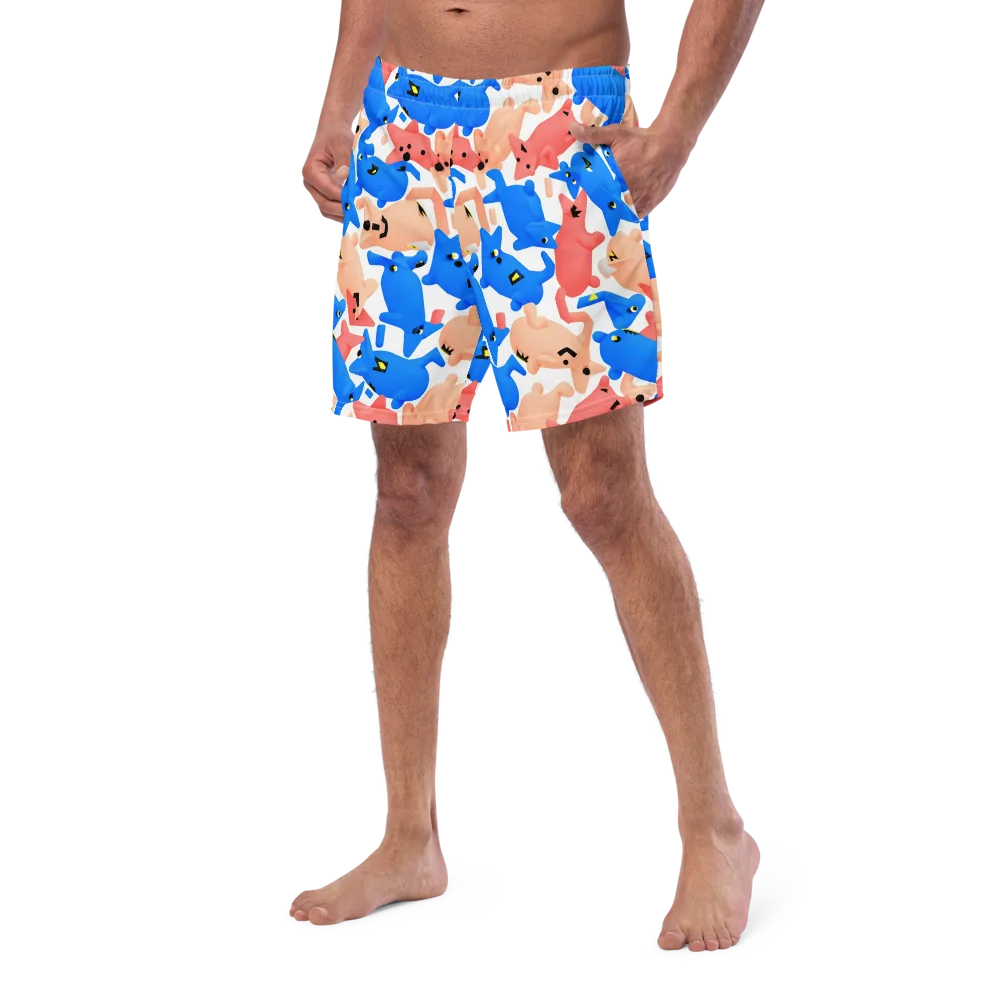 Blue Zoo Parade on Swim Trunks — Left Front
