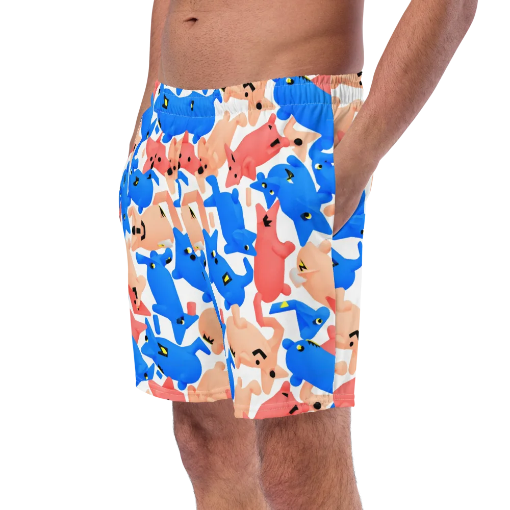 Blue Zoo Parade on Swim Trunks — Left Front