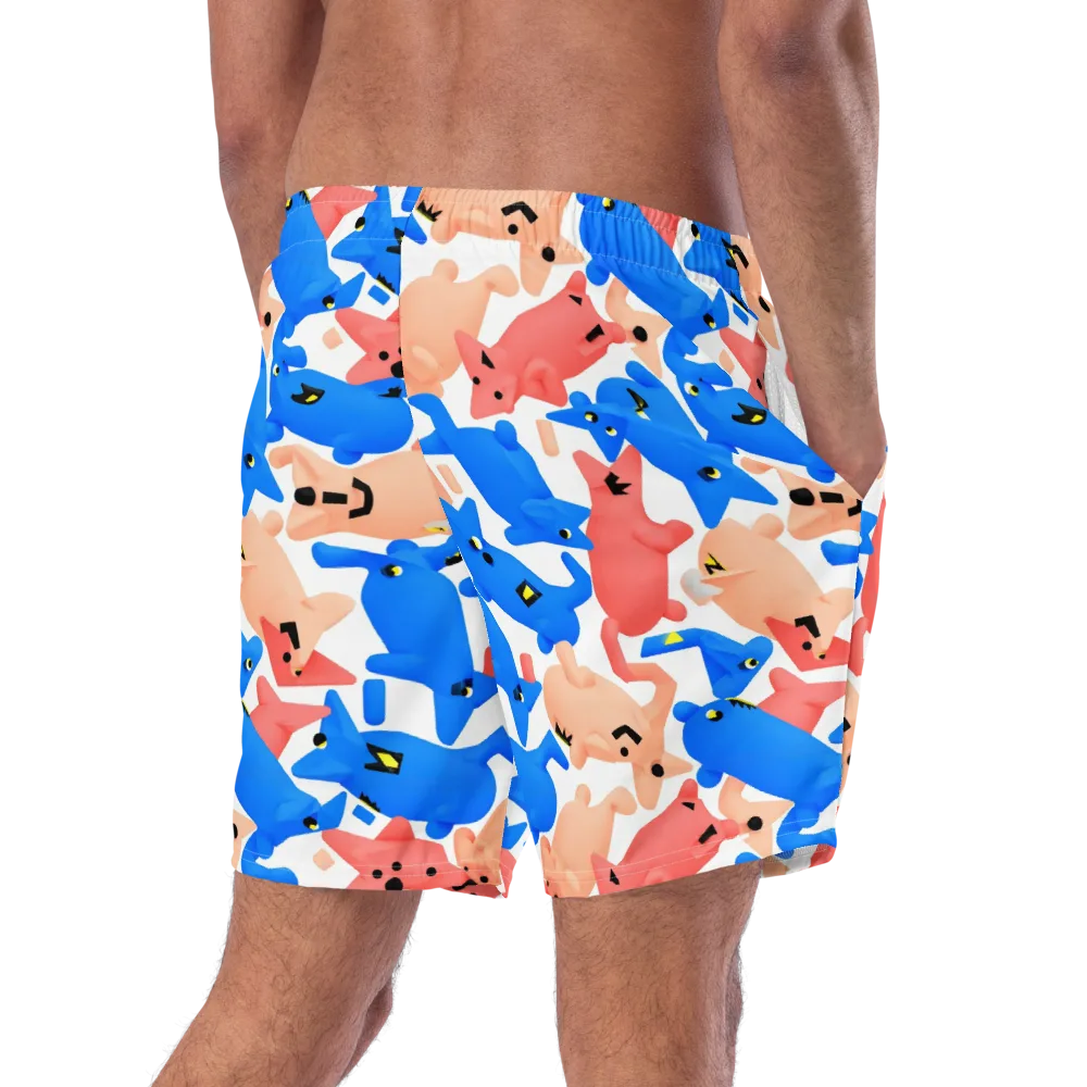 Blue Zoo Parade on Swim Trunks — Right Back