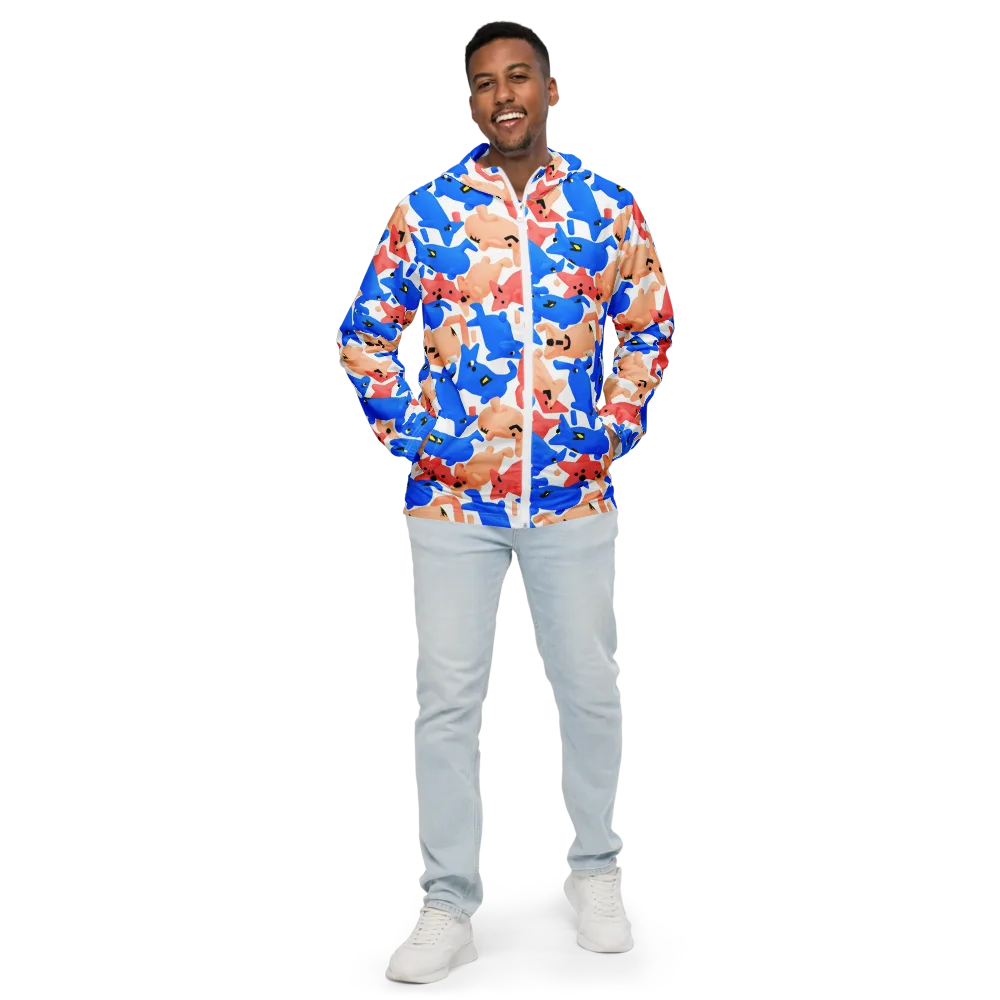 Blue Zoo Parade on Men's Windbreaker — Front