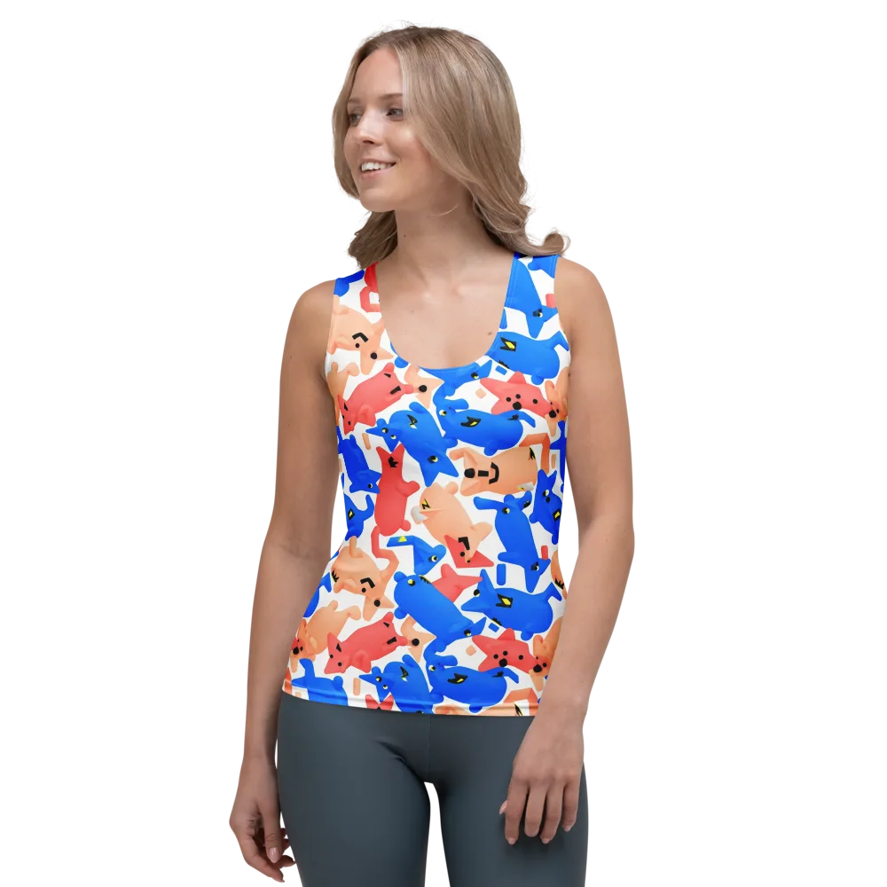 Blue Zoo Parade on Women's Tank Top — Front
