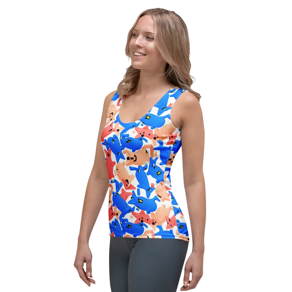 Blue Zoo Parade on Women's Tank Top — Left Front