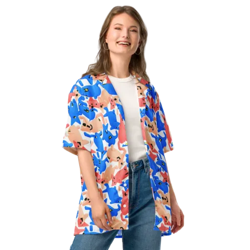 Blue Zoo Parade on a Button Shirt