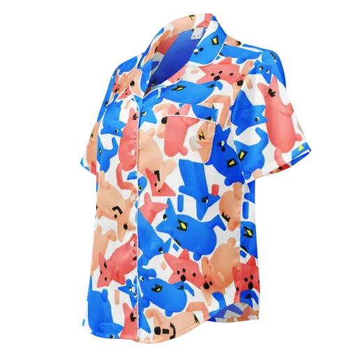 Blue Zoo Parade on a Women's Short Sleeve Pajama Top