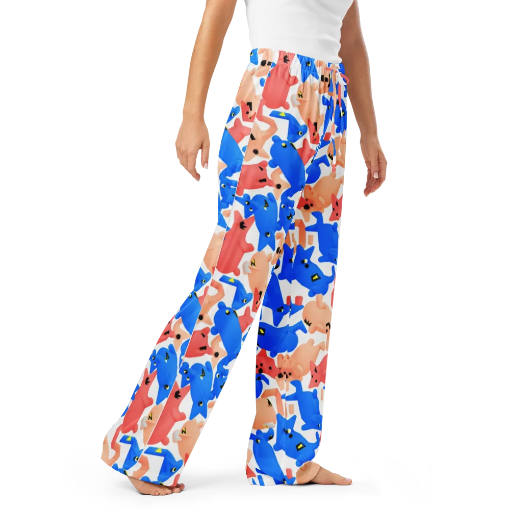 Blue Zoo Parade on Women's Pajama Pants — Right Front