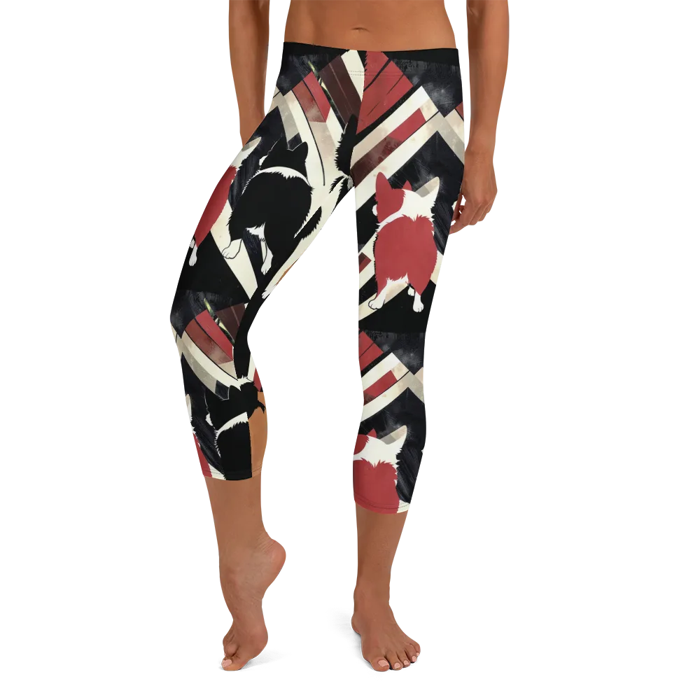 Backstreet Cats on Capri Leggings — Front