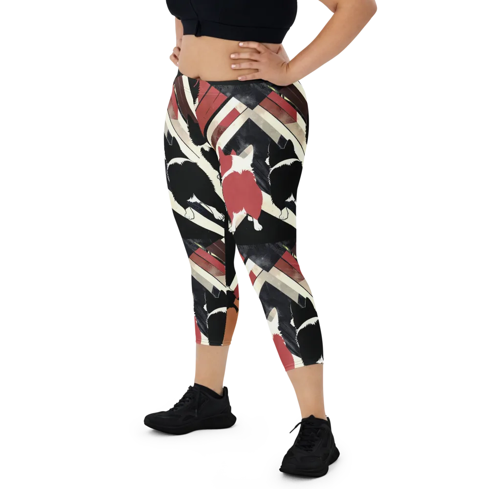 Backstreet Cats on Capri Leggings — Front