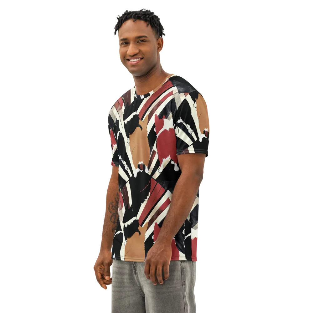 Backstreet Cats on Men's Cotton Crew Neck T-Shirt — Left Front