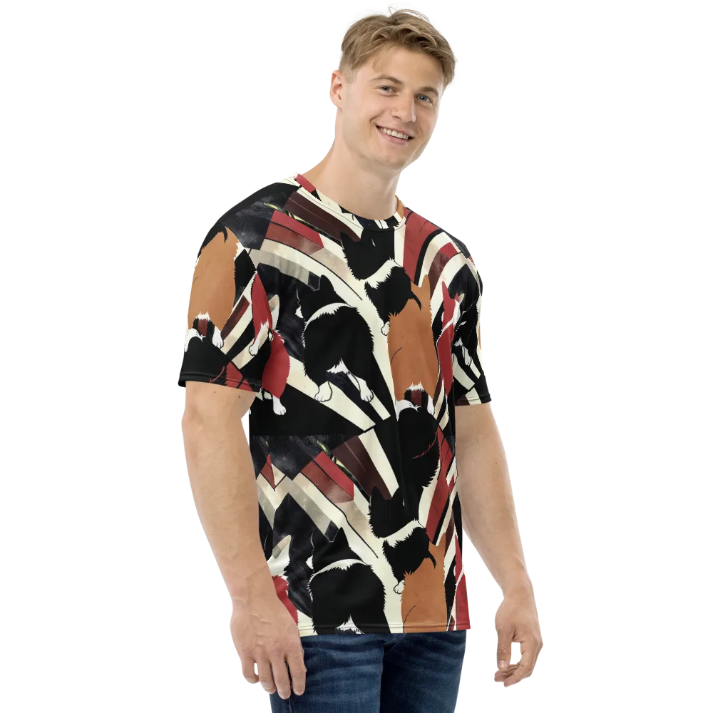 Backstreet Cats on Men's Crew Neck T-Shirt — Right