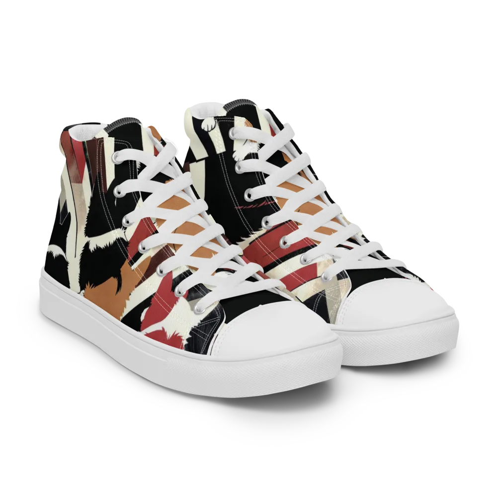 Backstreet Cats on Men's High Top Canvas Shoes — Right Front