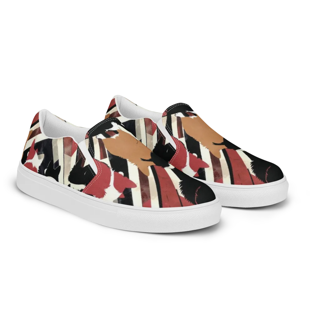 Backstreet Cats on Men's Slip-On Canvas Shoes — Right Front
