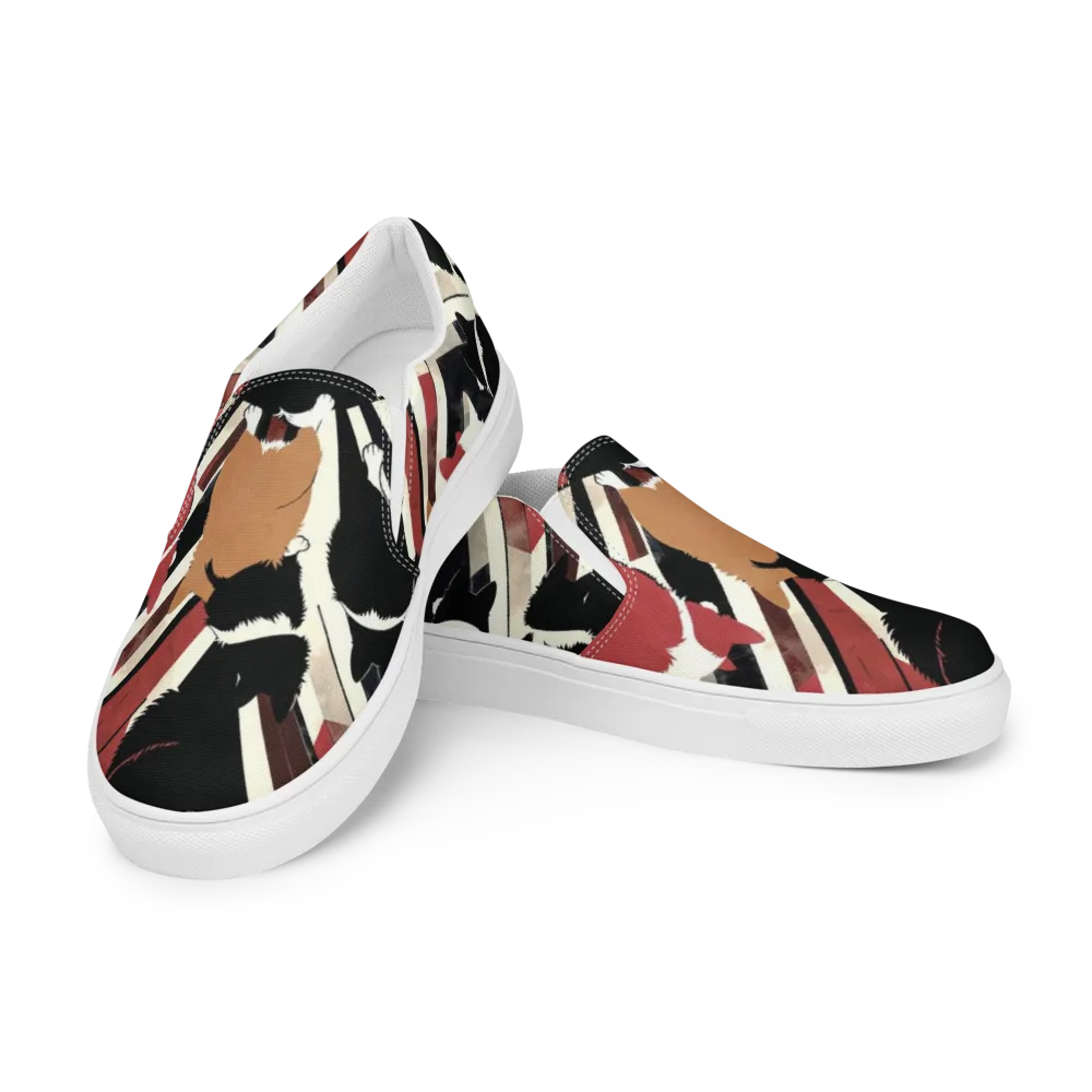 Backstreet Cats on Men's Slip-On Canvas Shoes — Left Front