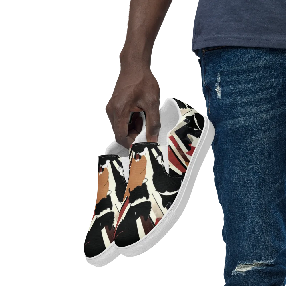Backstreet Cats on Men's Slip-On Canvas Shoes — Left Front