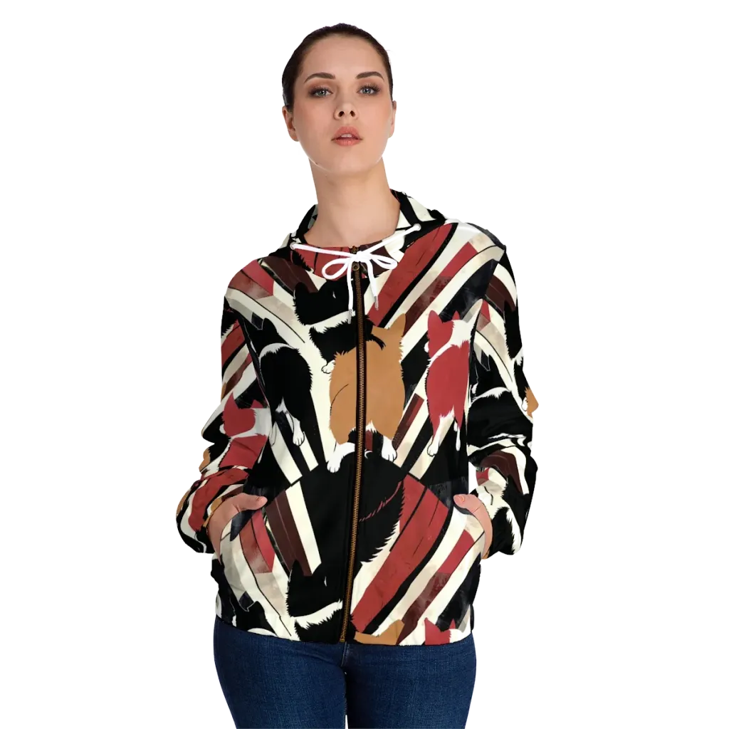 Backstreet Cats on Women's Full-Zip Hoodie — Front On Person