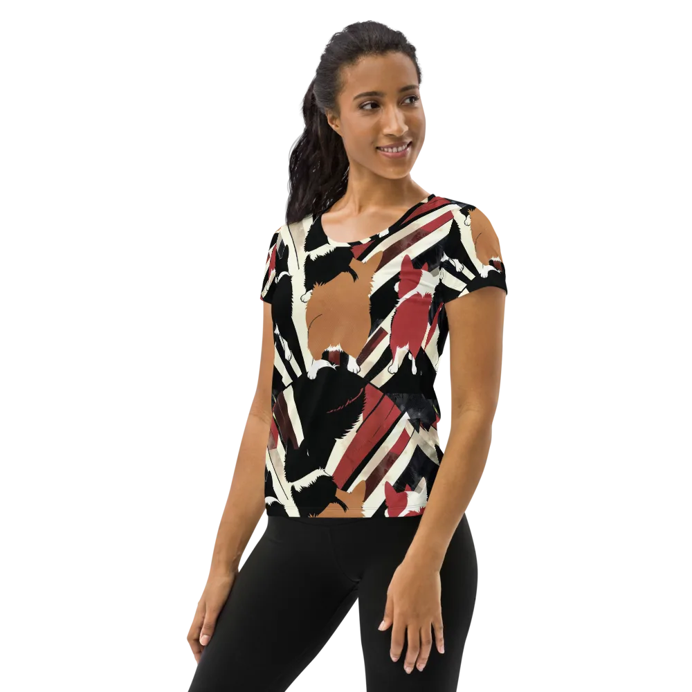 Backstreet Cats on Women's Athletic T-Shirt — Left