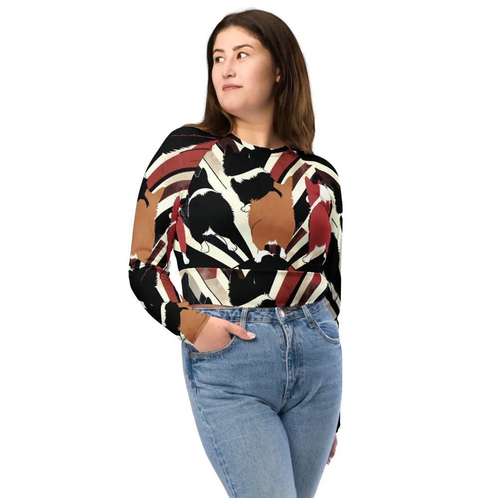 Backstreet Cats on Long Sleeve Crop Top — Front