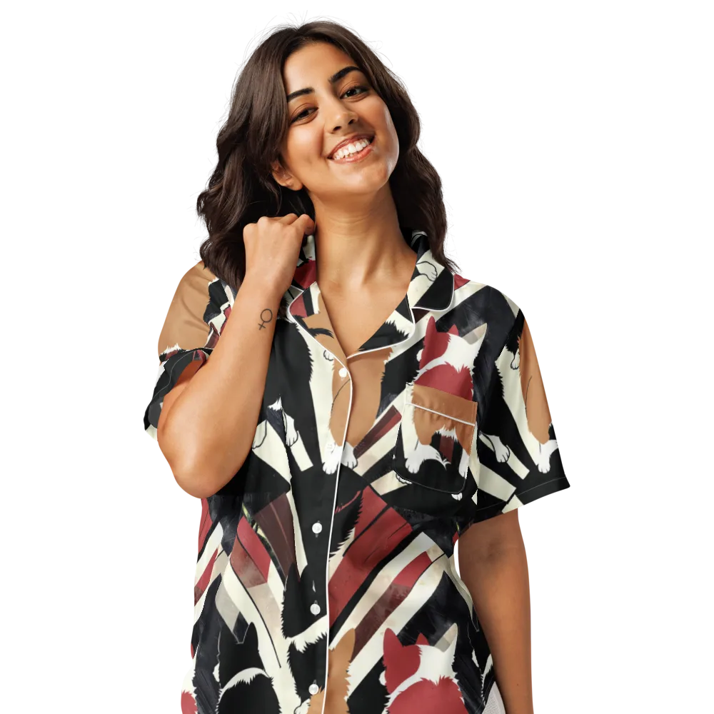 Backstreet Cats on Women's Short Sleeve Pajama Top — Front