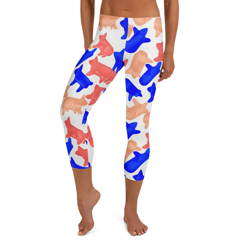 Pop Art Menagerie on Capri Leggings — Front