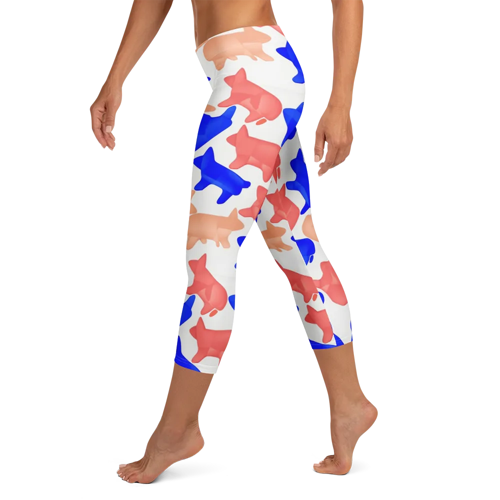Pop Art Menagerie on Capri Leggings — Left