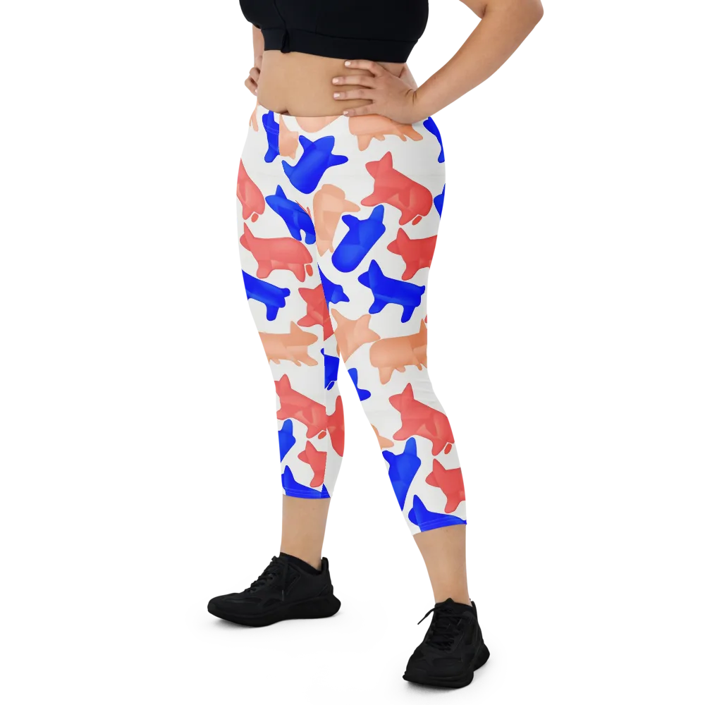 Pop Art Menagerie on Capri Leggings — Front