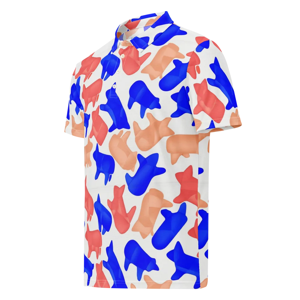 Pop Art Menagerie on Men's Slim Fit Polo Shirt — Left Front