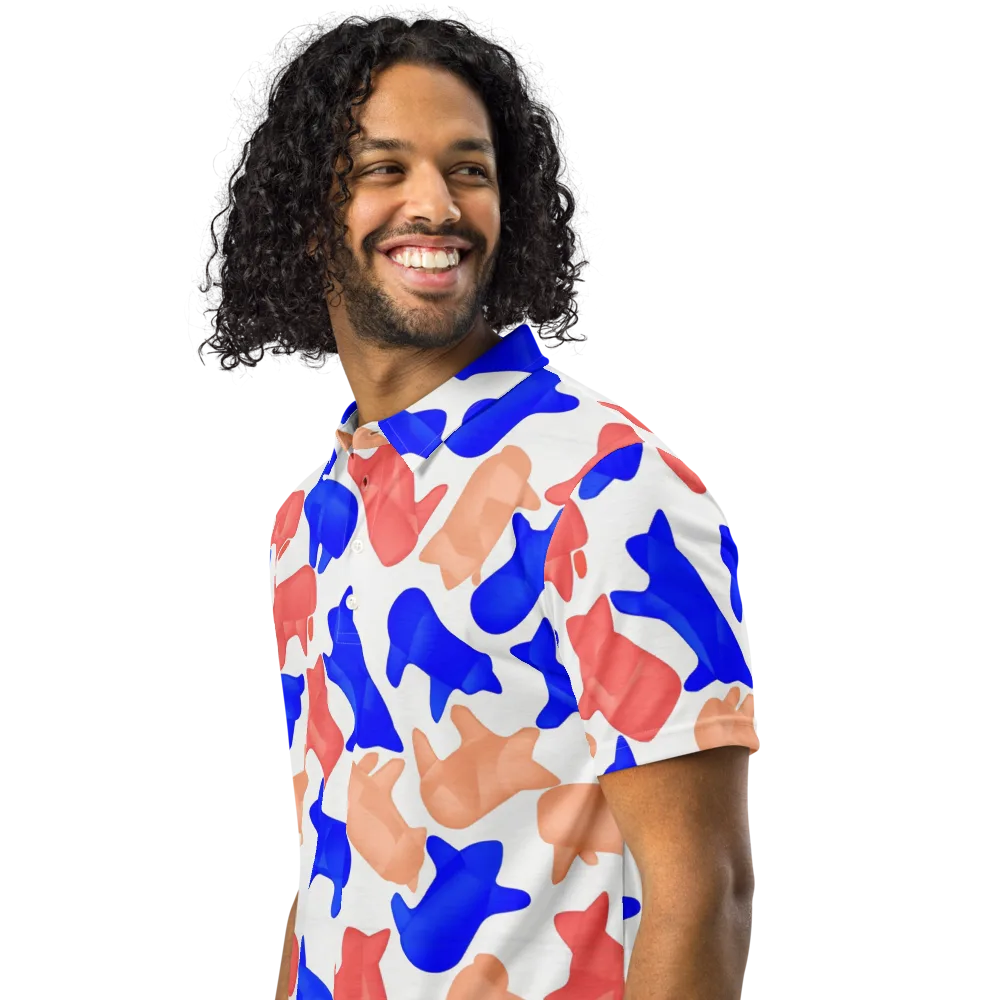 Pop Art Menagerie on Men's Slim Fit Polo Shirt — Left Front