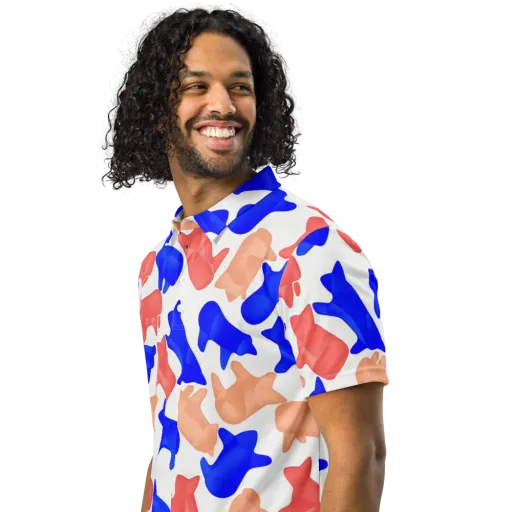 Pop Art Menagerie on a Men's Slim Fit Polo Shirt