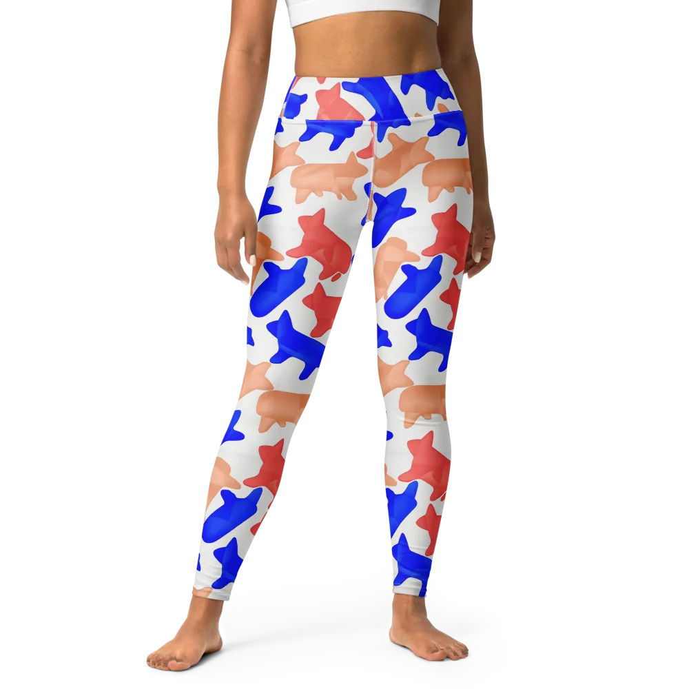 Pop Art Menagerie on Yoga Leggings — Front