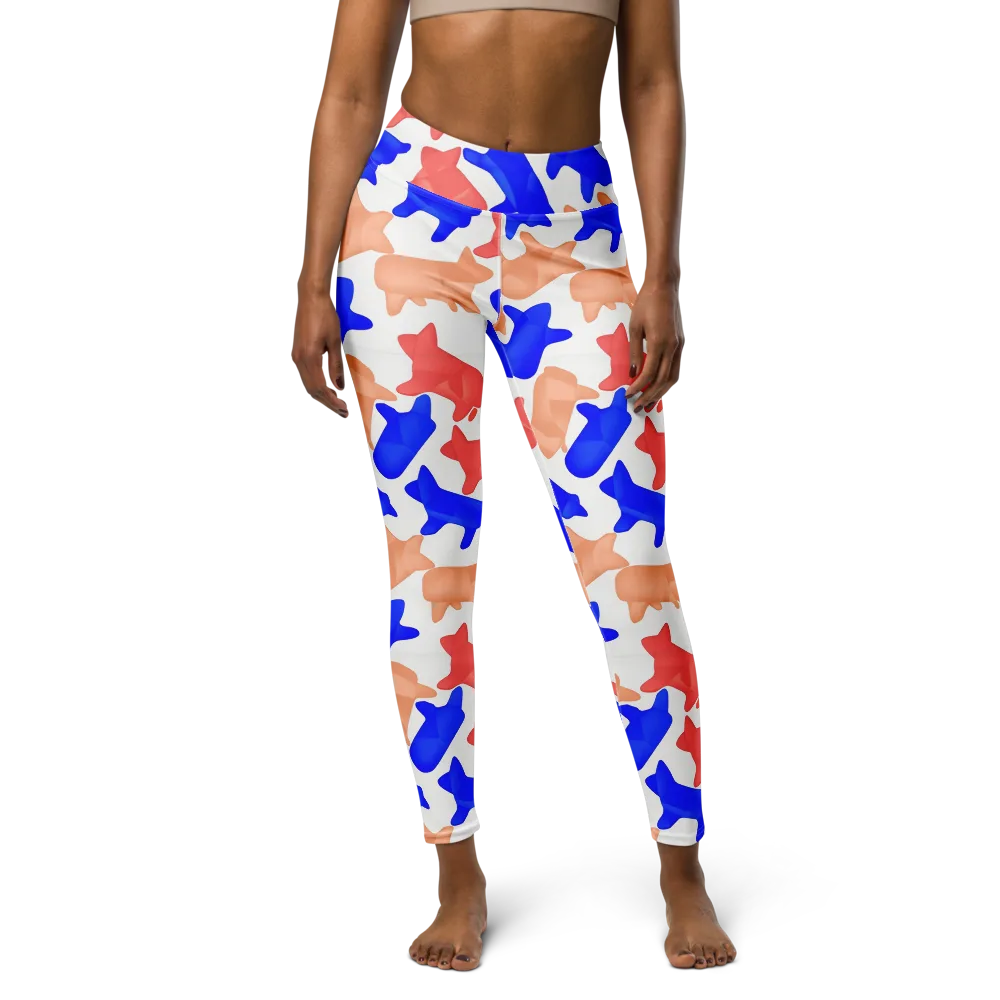 Pop Art Menagerie on Yoga Leggings — Front