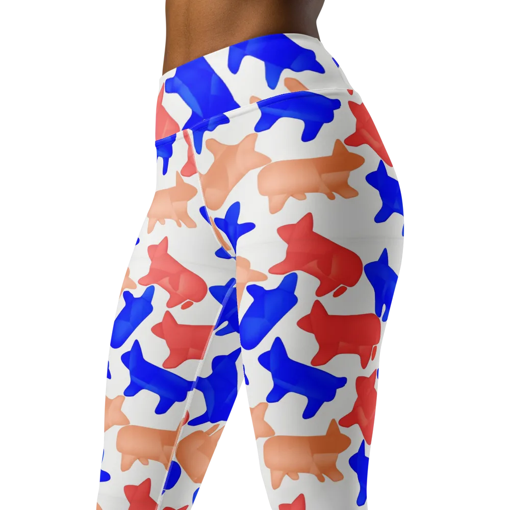 Pop Art Menagerie on Yoga Leggings — Left Front