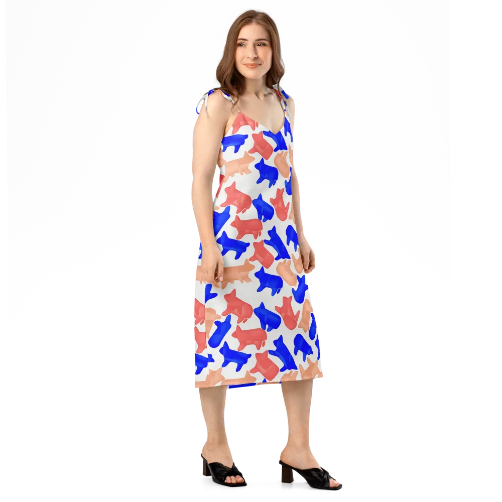 Pop Art Menagerie on Slip Dress — Right Front