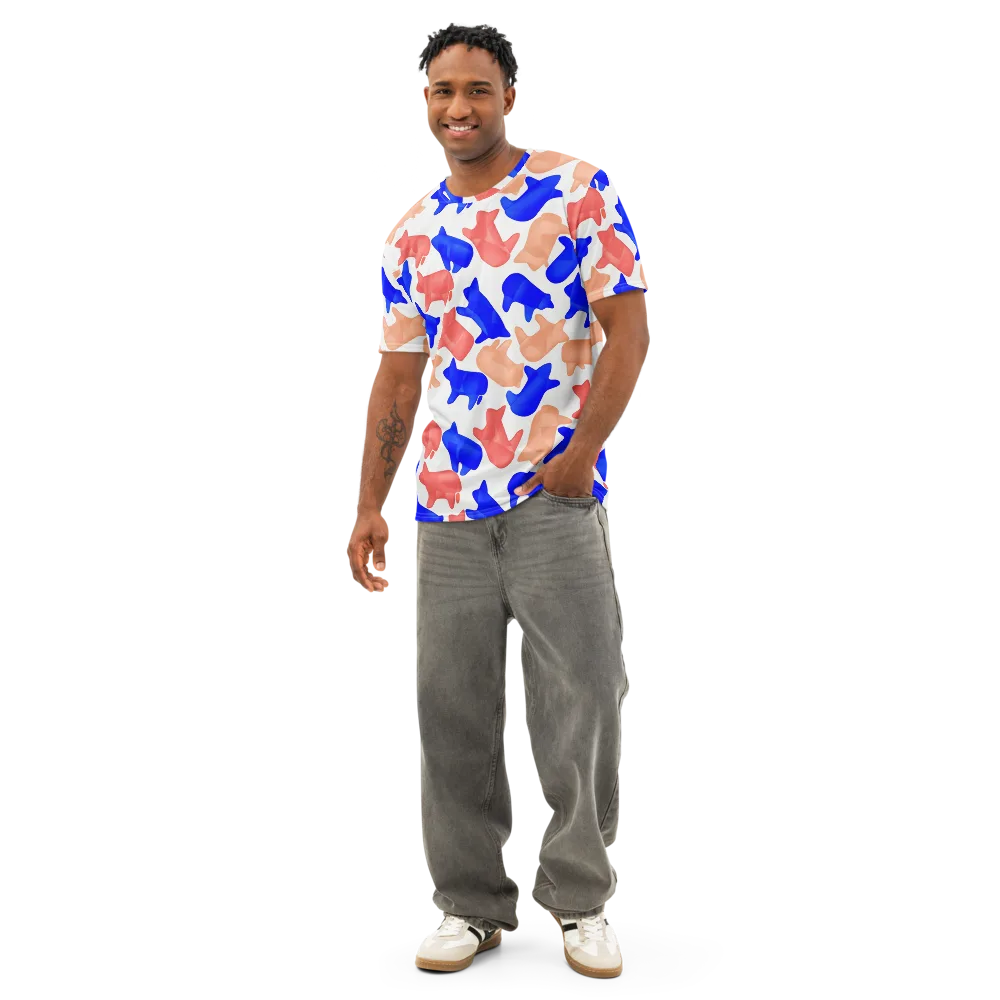 Pop Art Menagerie on Men's Cotton Crew Neck T-Shirt — Front
