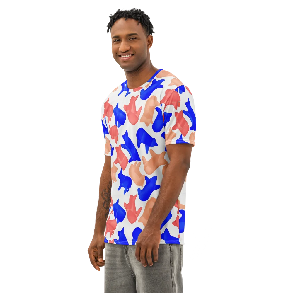 Pop Art Menagerie on Men's Cotton Crew Neck T-Shirt — Left Front