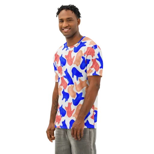 Pop Art Menagerie on a Men's Cotton Crew Neck T-Shirt