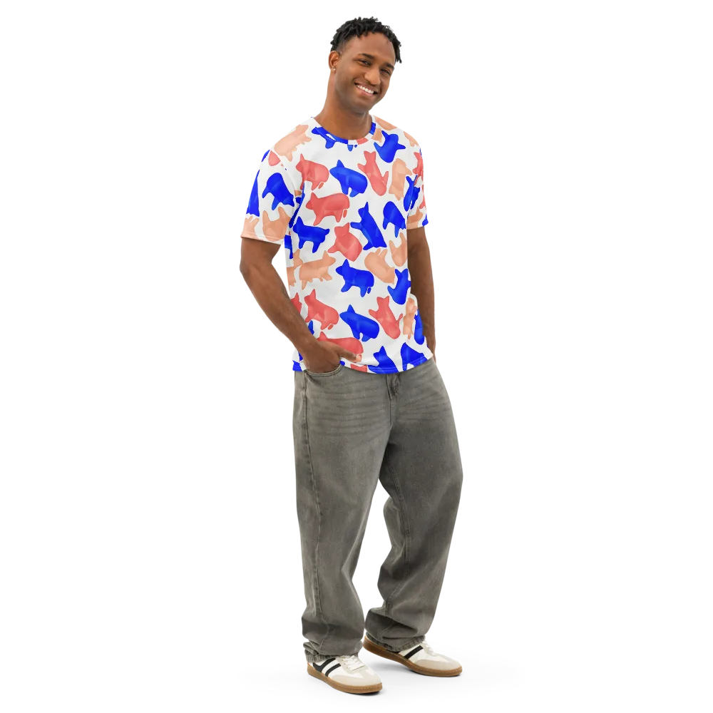 Pop Art Menagerie on Men's Cotton Crew Neck T-Shirt — Right Front