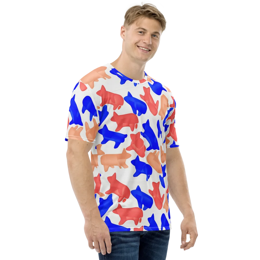Pop Art Menagerie on Men's Crew Neck T-Shirt — Right