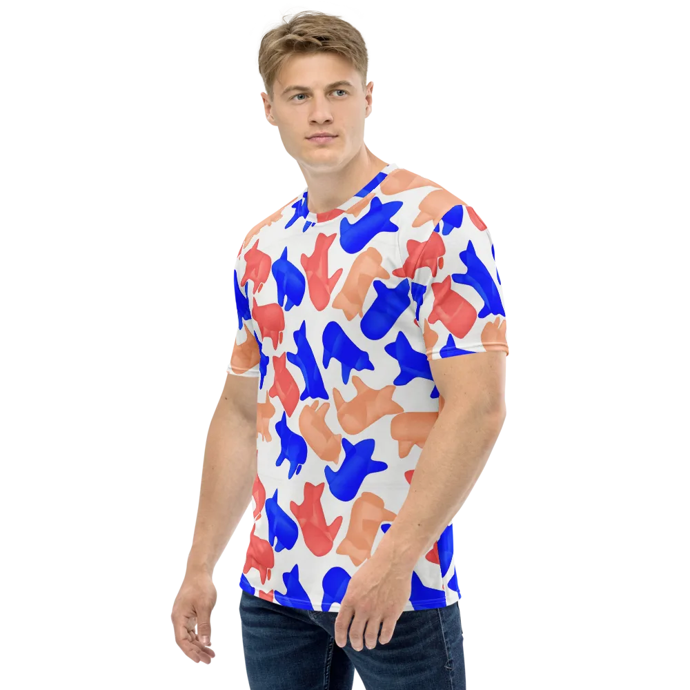Pop Art Menagerie on Men's Crew Neck T-Shirt — Left
