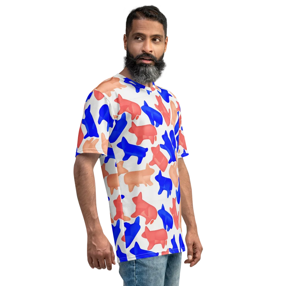 Pop Art Menagerie on Men's Crew Neck T-Shirt — Right