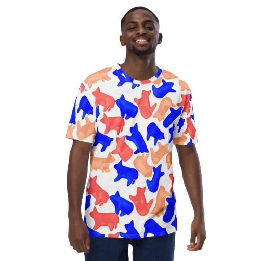 Pop Art Menagerie on a Men's Crew Neck T-Shirt