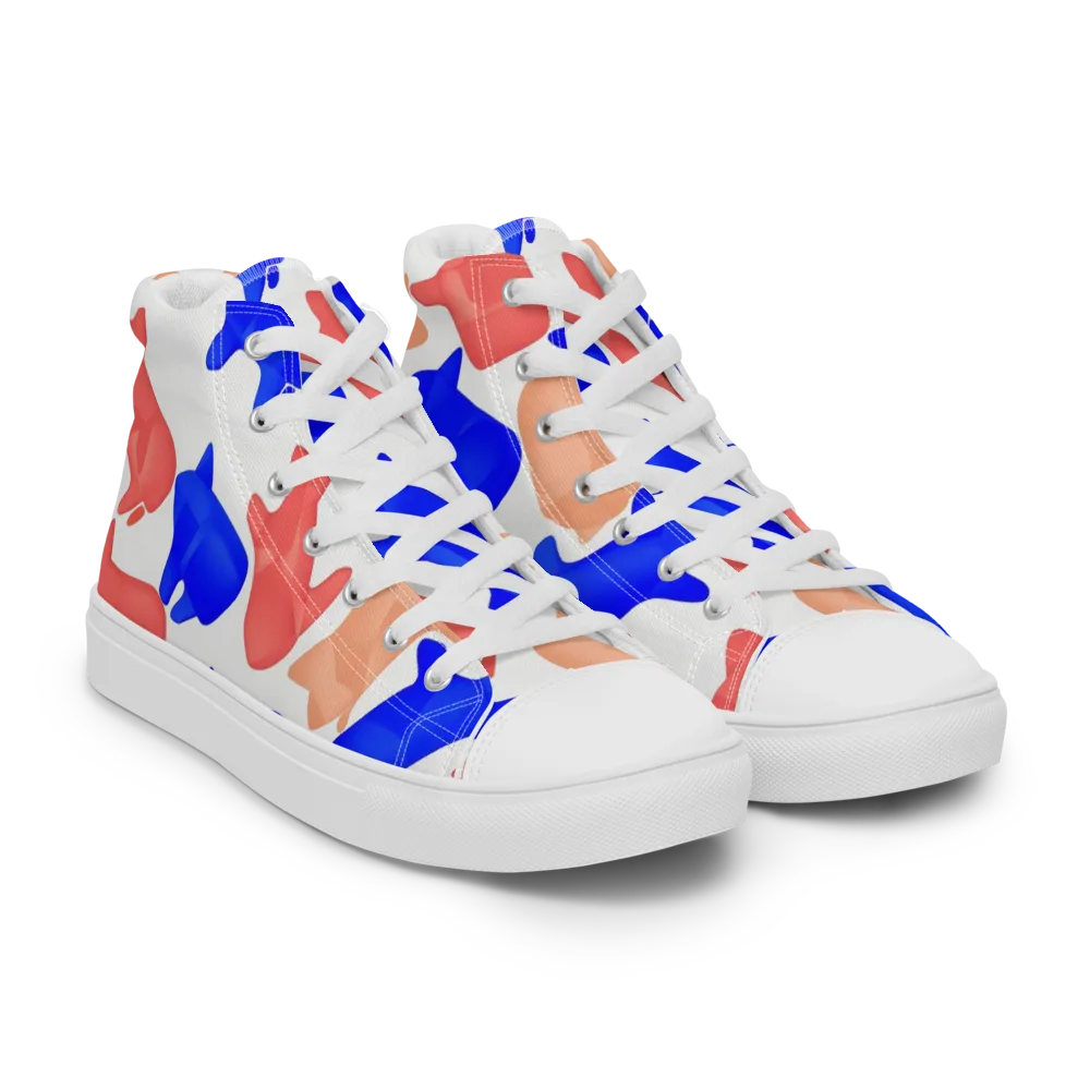 Pop Art Menagerie on Men's High Top Canvas Shoes — Right Front