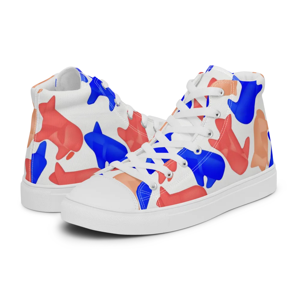 Pop Art Menagerie on Men's High Top Canvas Shoes — Left
