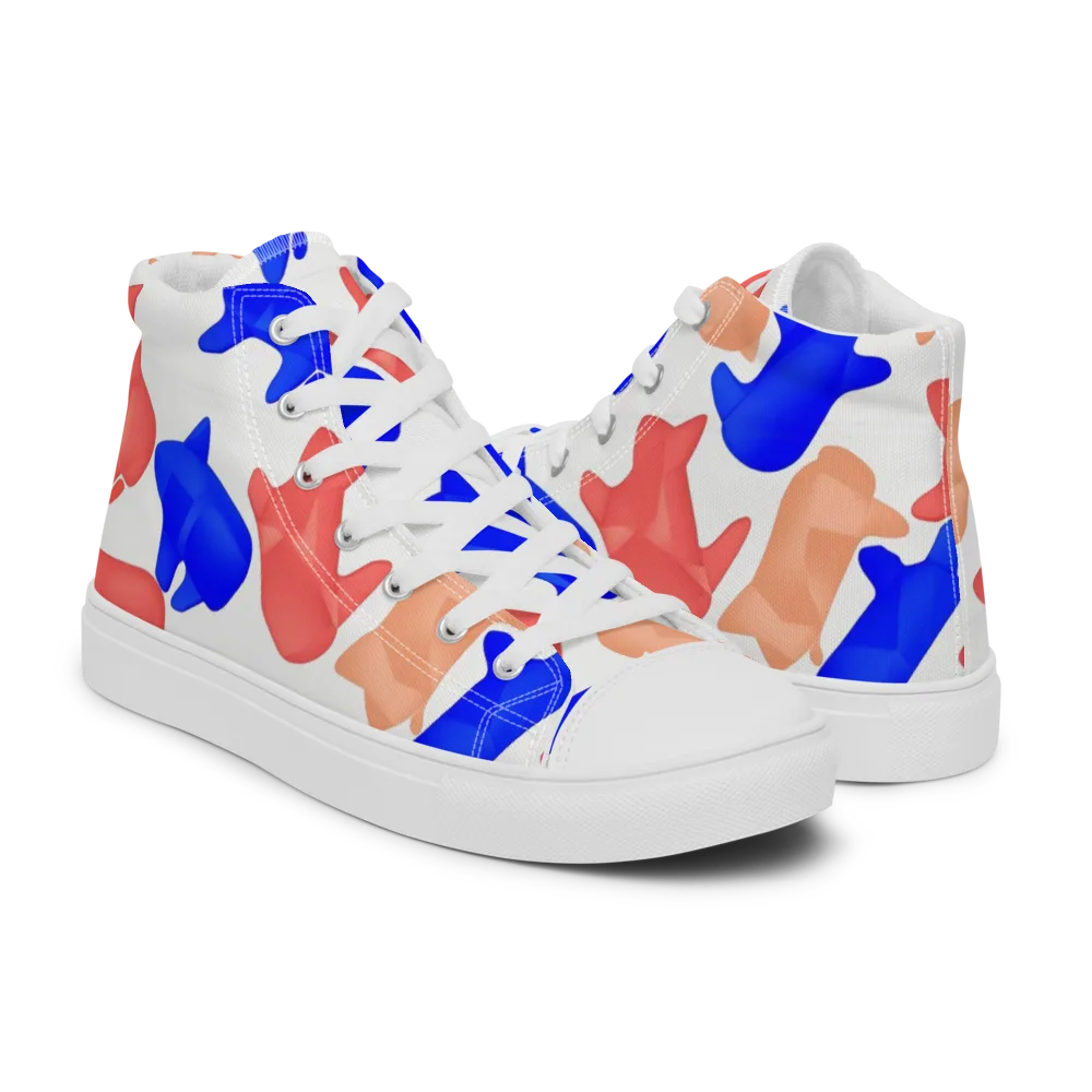 Pop Art Menagerie on Men's High Top Canvas Shoes — Right