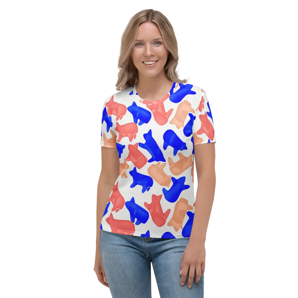 Pop Art Menagerie on Women's Crew Neck T-Shirt — Front