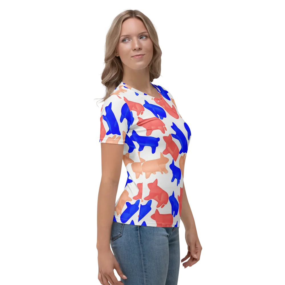 Pop Art Menagerie on Women's Crew Neck T-Shirt — Right