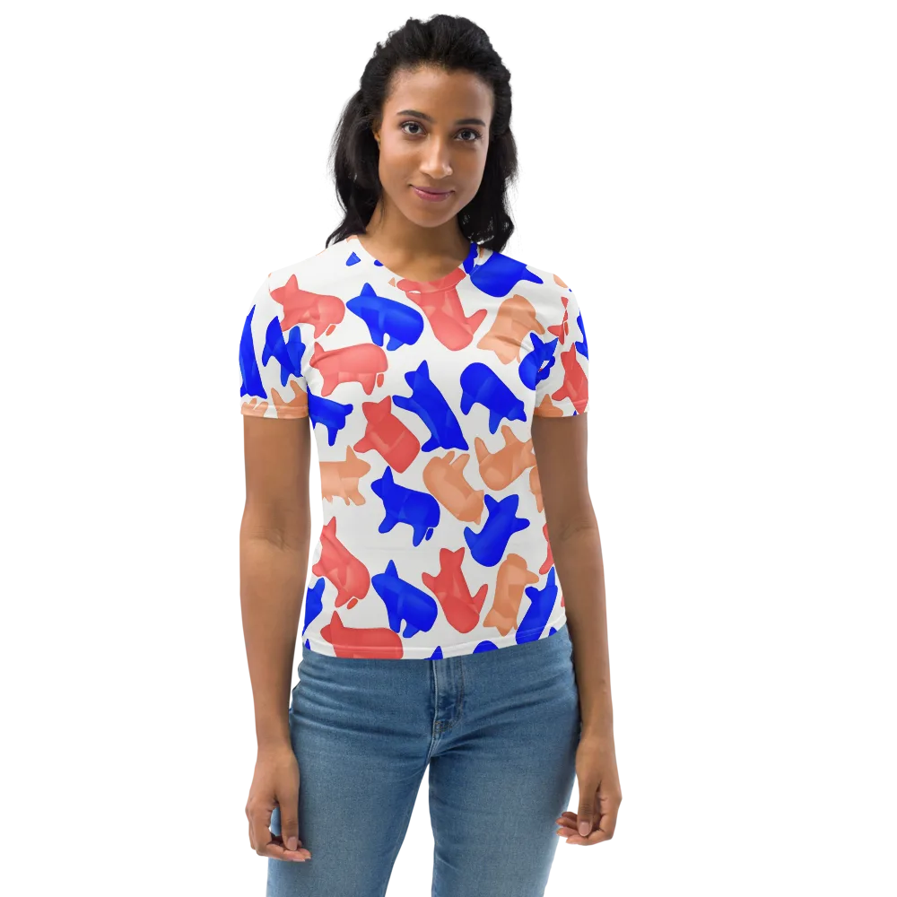 Pop Art Menagerie on Women's Crew Neck T-Shirt — Front