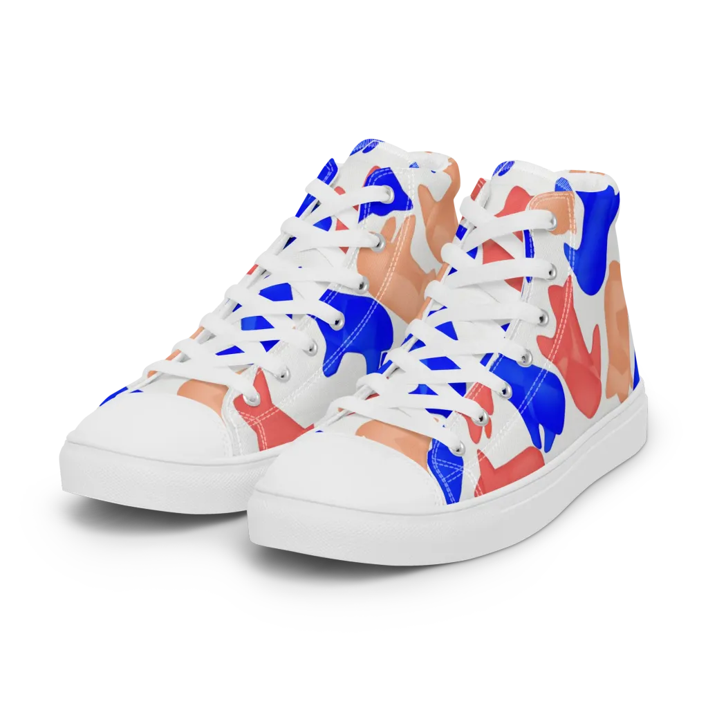 Pop Art Menagerie on Women's High Top Canvas Shoes — Left Front